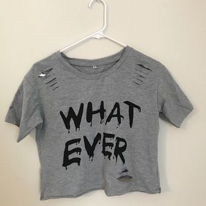 Distressed grey crop top